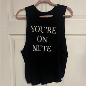 YOU'RE ON MUTE Sleeveless Graphic Tank Top - Black